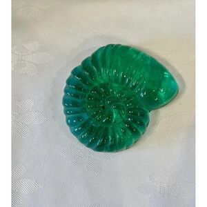 Kitras Art Glass Hand Blown Ammonite Paperweight Sea Green